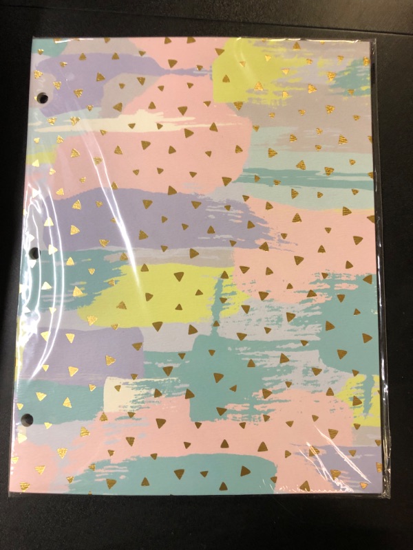 Photo 2 of 2 Pocket Paper Folder by Greenroom, Size 12 inches (L) x 9.5 inches (W) x .08 inches (D) (Pastel Stripes & Gold Dots)