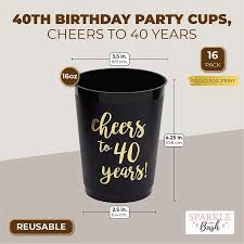 Photo 1 of 40 Birthday Party Cups for Cheers to 40 Years Celebrations, 16 oz
