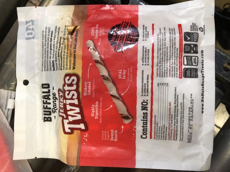 Photo 1 of Rawhide Dog Treats | Healthy, Grass-Fed Buffalo Jerky Raw Hide Chews | Hickory Smoked Flavor | Jerky Twist, 40 Count