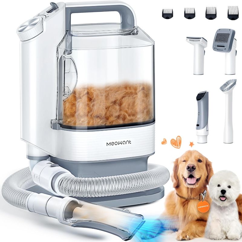 Photo 1 of  Dog Grooming Kit for Shedding with 3.2L Large Dust Cup, Pet Grooming Vacuum with 5 Proffesional Tools for Sheldding & Cleaning, 3 Mode Powerful Suction, Suitable for Dogs and Cats