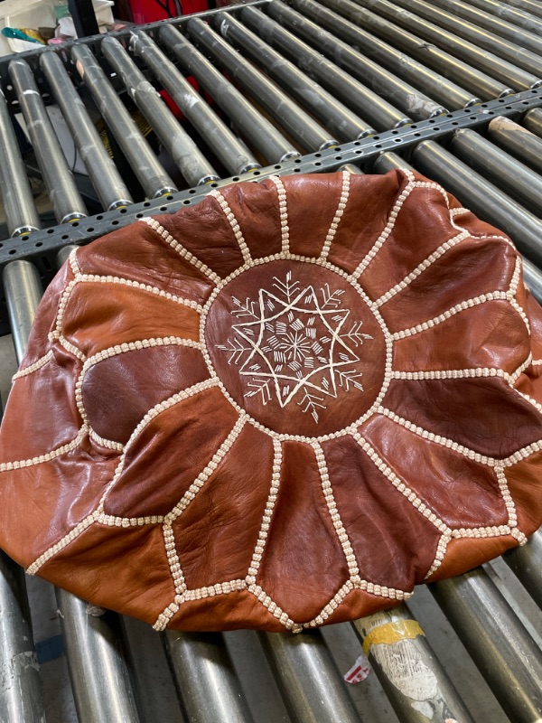 Photo 3 of  Unstuffed Moroccan Pouf Tan Color Ottomans Poffes,Footstool poufs,100% Handmade Leather Poof 16X20X20 inch