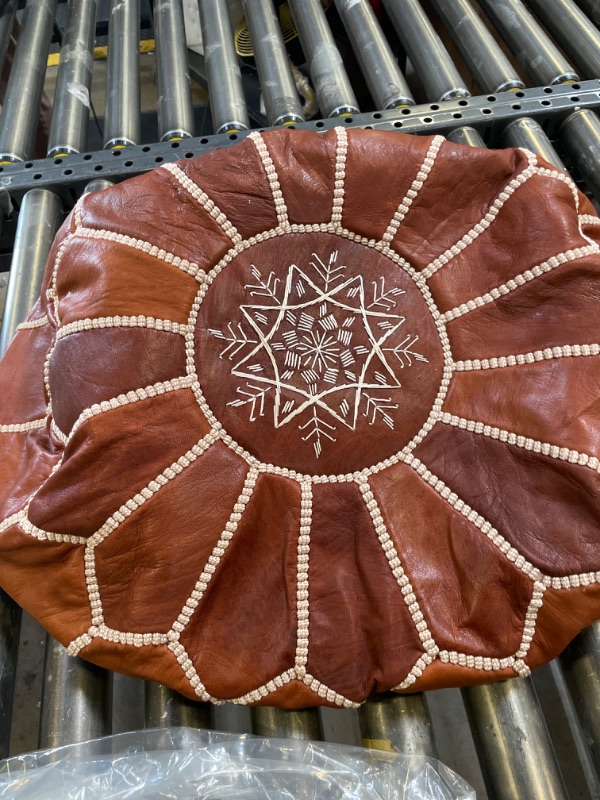 Photo 2 of  Unstuffed Moroccan Pouf Tan Color Ottomans Poffes,Footstool poufs,100% Handmade Leather Poof 16X20X20 inch