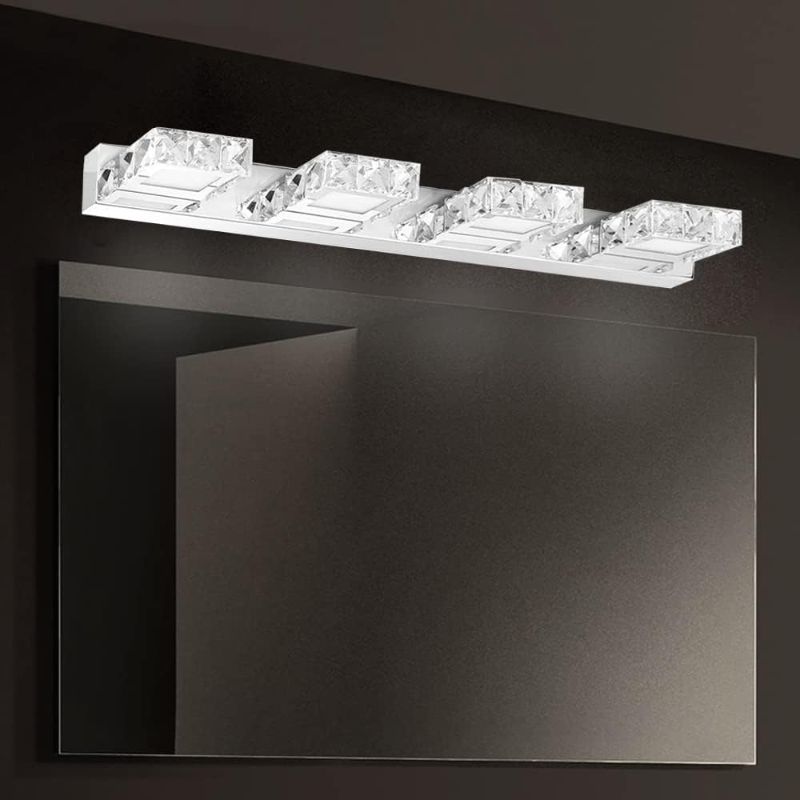 Photo 1 of 24.4 inch Crystal Vanity Light 4 Lights Bathroom Lighting Fixtures Modern Chrome Toilet LED Wall Lamp Sconce Over Mirror for Indoor Washroom Bathroom