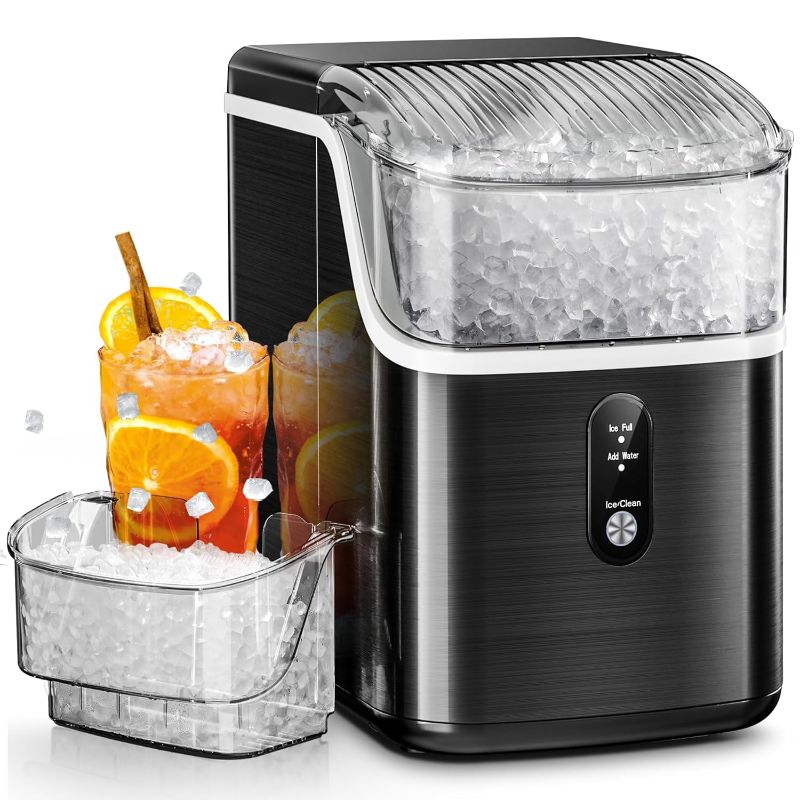 Photo 1 of AGLUCKY Nugget Ice Maker Countertop,35Lbs/24H Pebble Ice Maker with Chewable Ice,Self-Cleaning Pellet Ice Maker with Ice Scoop,One-Click Operation,for Home/Kitchen/Office(Black)
