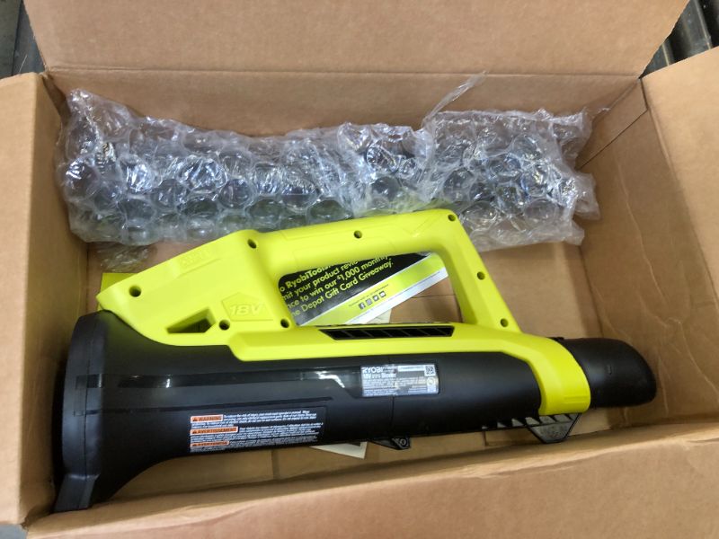 Photo 2 of -DOES NOT COME WITH BATTERY- Ryobi P219 ONE+ 90 MPH 200 CFM 18-Volt Lithium-Ion Cordless Leaf Blower
