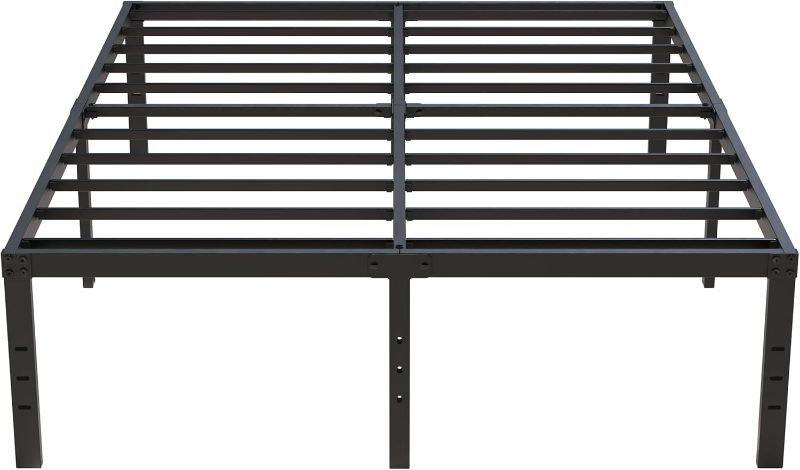 Photo 1 of 18 Inch Queen Bed Frame No Box Spring Required, Metal Platform Queen Size Bed Frames with High Storage, Eassy Assembly 3,500 lbs Heavy Duty Bedframes, Black
