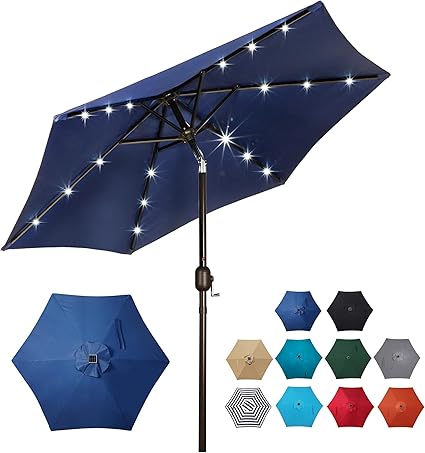 Photo 1 of Blissun 7.5 ft Solar Umbrella, 18 LED Lighted Patio Umbrella, Table Market Umbrella