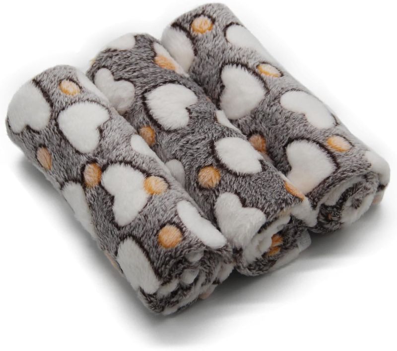 Photo 1 of 1 Pack 3 Puppy Blankets Super Soft Warm Sleep Mat Grey Cute Print Blanket Fluffy Fleece Pet Blanket Flannel Throw Dog Blankets for Small Dogs Puppy Dogs Fluffy Cats,Love-Small(23"x15")
