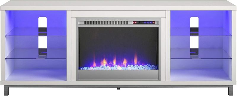 Photo 1 of -ONLY BOX 2 OF 3 AND OF 3- Ameriwood Home Lumina Fireplace TV Stand for TVs up to 70 Inch, Replaceable Electric Fireplace Insert Heater, Remote Control, Timer, Color Changing LED Lights, Crystal Ember Flames, White
