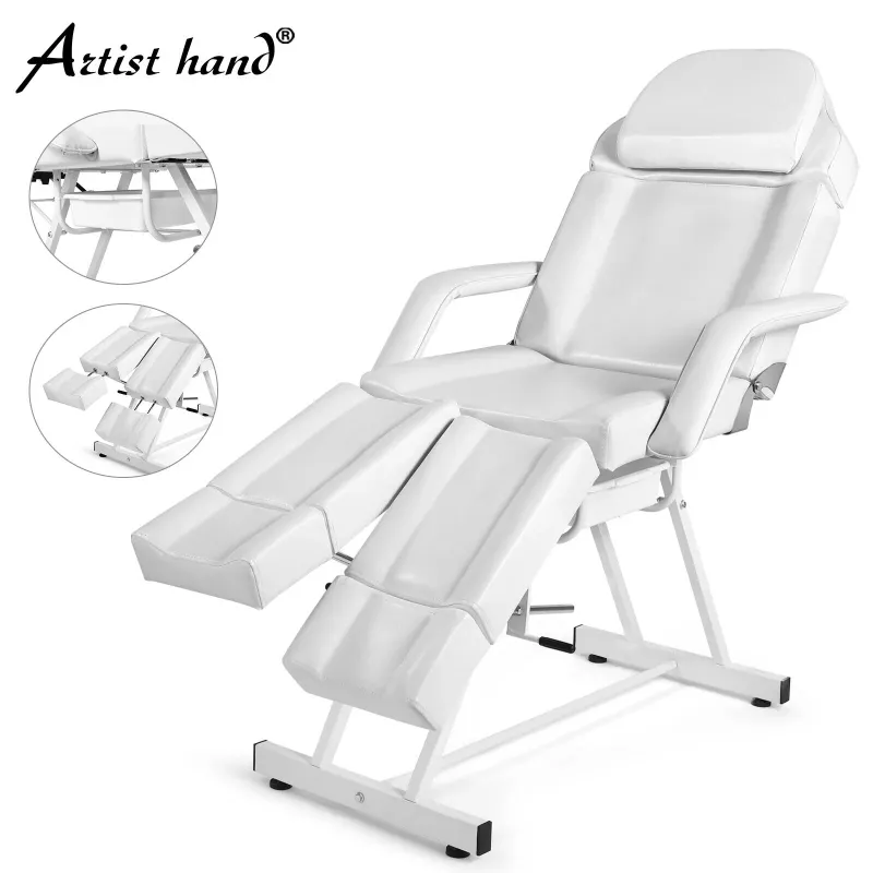 Photo 1 of -ONLY BOX 1 OF 2, MISSING BOX 2 OF 2- Artist hand Reclining Massage Table Facial Bed Pedicure Adjustable Salon Tattoo Chair w/Tray,Split Legs(White)
