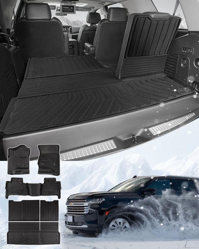 Photo 1 of 2015-2020 for Chevy Tahoe Floor Mats 2020 2019 2018 2017 2016 2015 for GMC Yukon Floor Mats(Not for XL), Custom Fit All Weather Floor Mats for Chevrolet Tahoe Cargo Trunk Mat Liner Accessories
