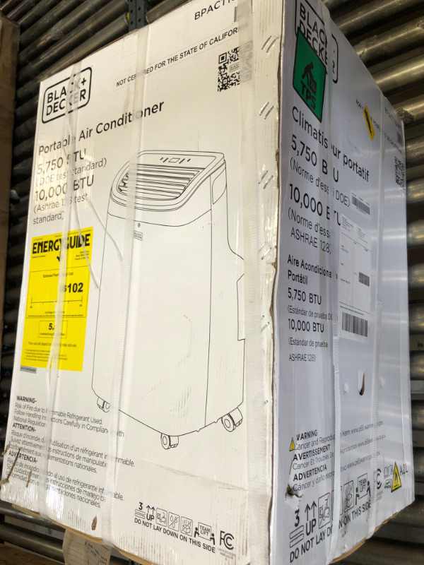 Photo 1 of BLACK+DECKER 10,000 BTU Portable Air Conditioner up to 450 Sq.Ft. with Remote Control,White White 1 Count (Pack of 1)