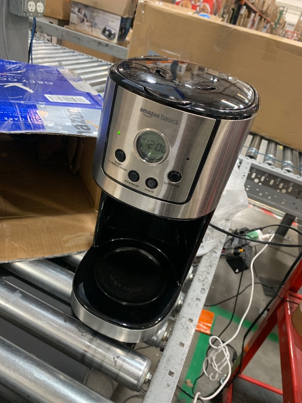 Photo 1 of Amazon Basics Drip Coffee Maker 12 Cup with Carafe and Reusable Filter, Stainless Steel Coffee Machines, Black