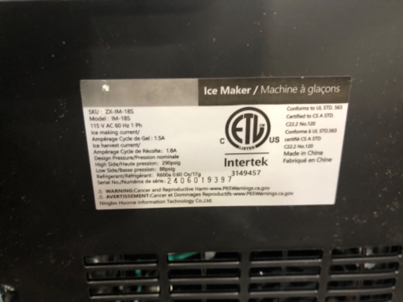 Photo 1 of EUHOMY Ice Maker Countertop, Portable Ice Machine with Carry Handle, 26.5lbs Per Day, 9 Cubes in 6 Mins, Auto-Cleaning, with Basket and Scoop, for Home, Kitchen, Camping, RV (Silver)