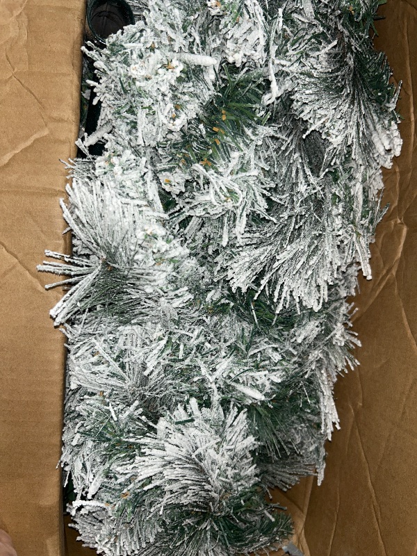 Photo 1 of 5ft Pre- Snow Flocked Christmas Tree Spruce with Remote Control, 250 Warm White Multi-Color Lights, Artificial Hinged/Feel Real/Realistic for Home, Holiday Decoration Dual Color LED