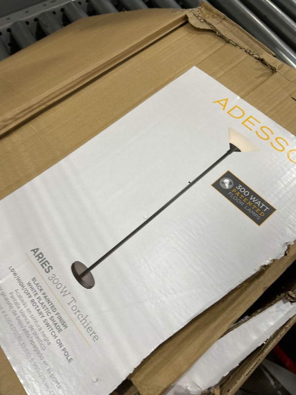 Photo 1 of Adesso Home 7500-01 Transitional Two Light Floor Lamp from Aries Collection in Black Finish, 73