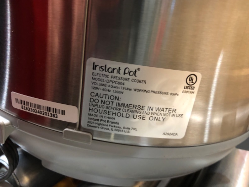 Photo 4 of **MISSING POT, SCRATCHES ON OUTSIDE NEAR PANEL, SMELLS OF FOOD** 
Instant Pot Duo Plus, 8-Quart Whisper Quiet 9-in-1 Electric Pressure Cooker, Slow Rice Cooker, Steamer, Sauté, Yogurt Maker, Warmer & Sterilizer, App With Over 800 Recipes, Stainless Steel