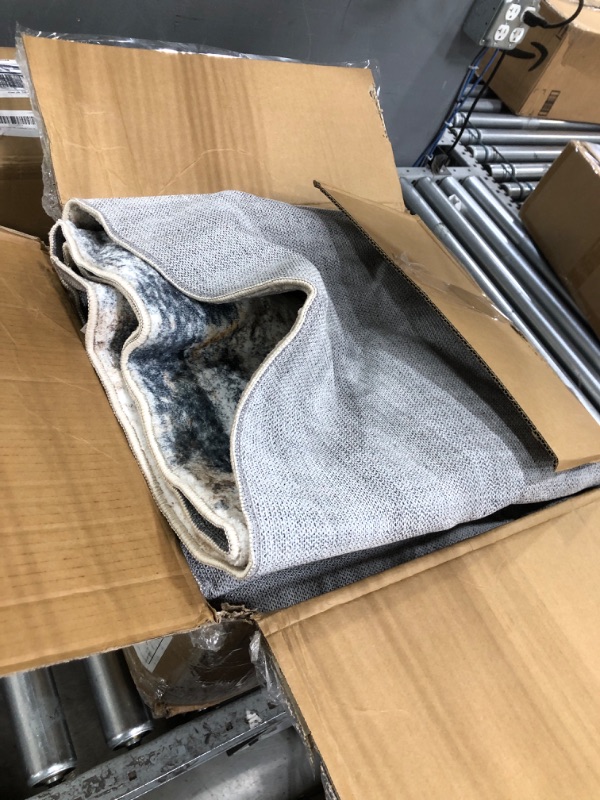 Photo 1 of Hatppto 8x10 Area Rug, Modern Abstract Area Rug Machine Washable, Non Slip 8 x 10 Rugs for Living Room, Dining Room, Office Non Shedding Bedroom Carpet, Grey/Tan/Navy