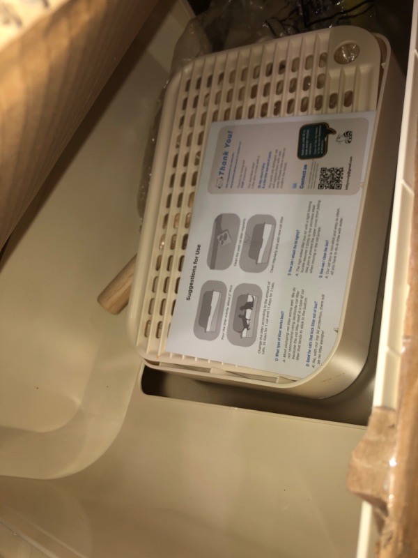 Photo 1 of Stainless Steel Litter Box with Lid, Metal Cat Litter Box, Enclosed Extra Large Kitty Litter Box High Wall, Jumbo Cat Litter Box with Odorless, Non-Sticky, Anti-Leakage (XL Yellow)