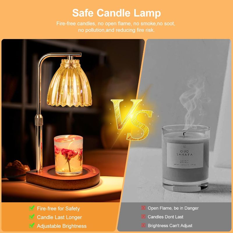 Photo 1 of 2 Pack Candle Warmer Lamp with Timer & Dimmer-Electric Candle Lamp Warmer Adjustable Height Scented Wax Lamp Warmer with 2 Bulbs for Mothers Day for Mom Home Decor
