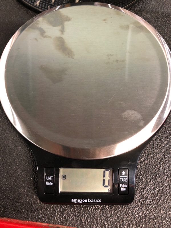 Photo 3 of Amazon Basics Stainless Steel Digital Kitchen Scale with LCD Display, Batteries Included