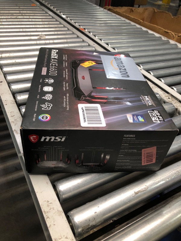 Photo 1 of MSI Radix AXE6600 WiFi 6E Tri-Band Gaming Router, AI QoS, RGB, 1.8GHz Quad-Core Processor, MU-MIMO, Gigabit Wireless, 8-Stream, High Speed Long Range