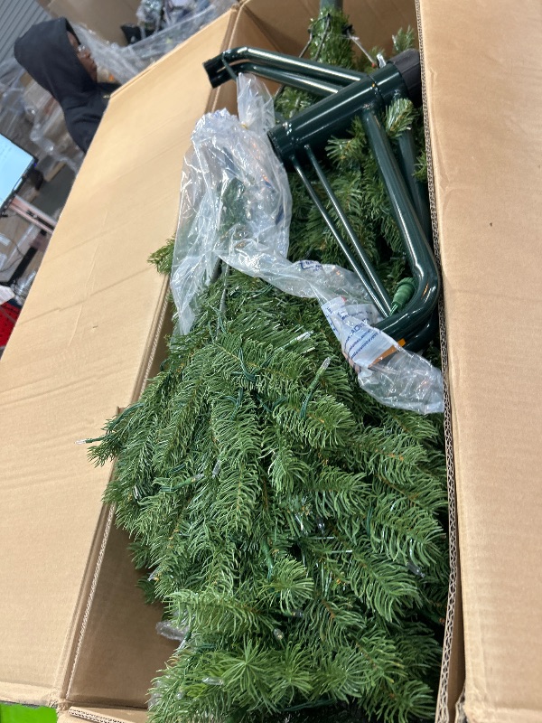 Photo 2 of ****** NON REFUNDABLE , ***** National Tree Company Pre-lit 'Feel Real' Artificial Full Downswept Christmas Tree, Green, Douglas Fir, Dual Color LED Lights, Includes Stand, 9 feet