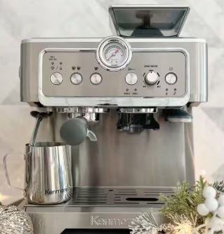 Photo 1 of **selling for parts** Semi Automatic 15 Bar Espresso Coffee Maker 2-Cup with Built-in Grinder and Milk Frother Silver/Stainless