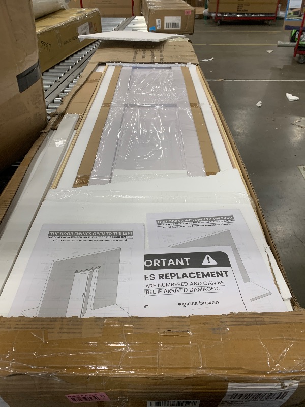 Photo 1 of Bifold Barn Door 30'' x 84'',Bi-Fold Sliding Closet Doors with Hardware Kit Included,68'' Track Kit for 4 Doors,Waterproof & Quiet,Pre-Drilled Holes Easy Assembly,White