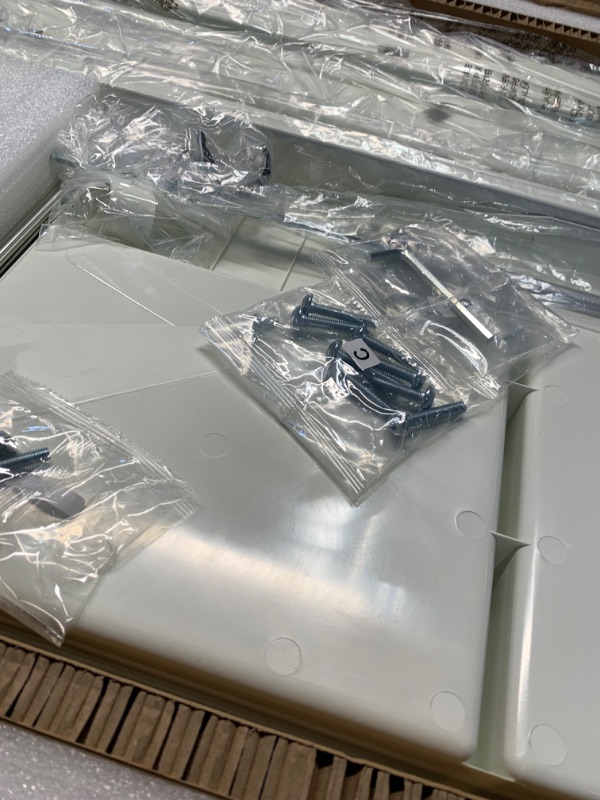 Photo 1 of INNOVAR Glass Standing Desk with Drawers, 48×24 Inch Adjustable Stand Up Desk Quick Install Home Office Computer Desk, White