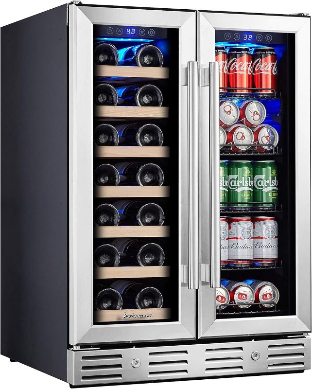 Photo 1 of ***USED - NO PACKAGING - POWERS ON - BUT DOESN'T COOL - SEE PICTURES***
Kalamera Wine and Beverage Refrigerator, 24 inch Wine Fridge Dual Zone Hold 20 Bottles and 78 Cans, Digital Touch Control, Built-In or Freestanding
