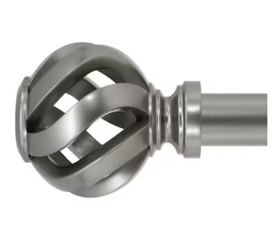 Photo 1 of allen + roth 72-in to 144-in Pewter Steel Single Curtain Rod with Finials
