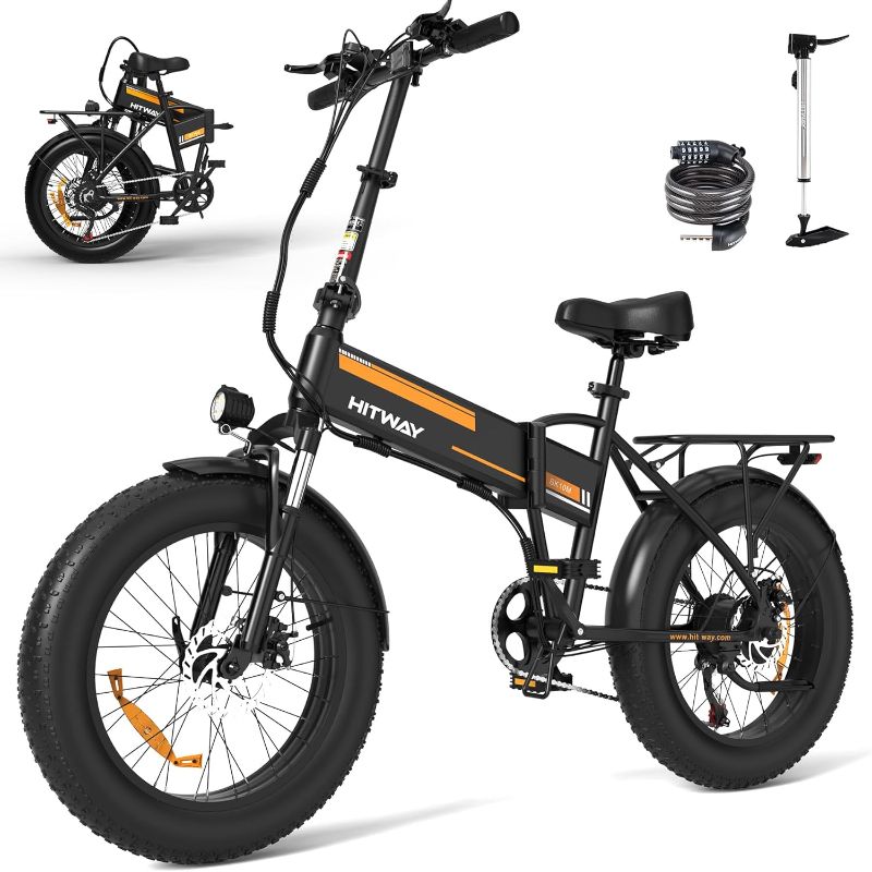 Photo 1 of *PHOTOS FOR REFERENCE** HITWAY Electric Bike for Adults, 20" x 4.0 Fat Tire Ebike with 750W Motor, 48V/15Ah Foldable Electric Bike, E Bike Long Range for Mountain Beach Snow, 7-Speed Electric Bicycle, UL2849 Certified