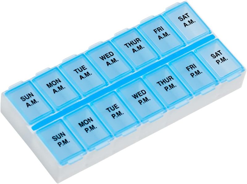 Photo 1 of 3 pack - EZY DOSE Weekly (7-Day) AM/PM Pill Case, Medicine Planner, Vitamin Organizer, Medium Compartments, 2 Times a Day, Color May Vary, BPA Free
