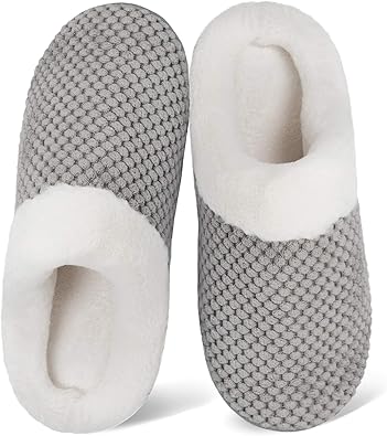 Photo 1 of  Hurley Women's Memory Foam Slippers Comfort Wool-Like Plush Fleece Lined House Shoes for Indoor & Outdoor SIZE 7/8