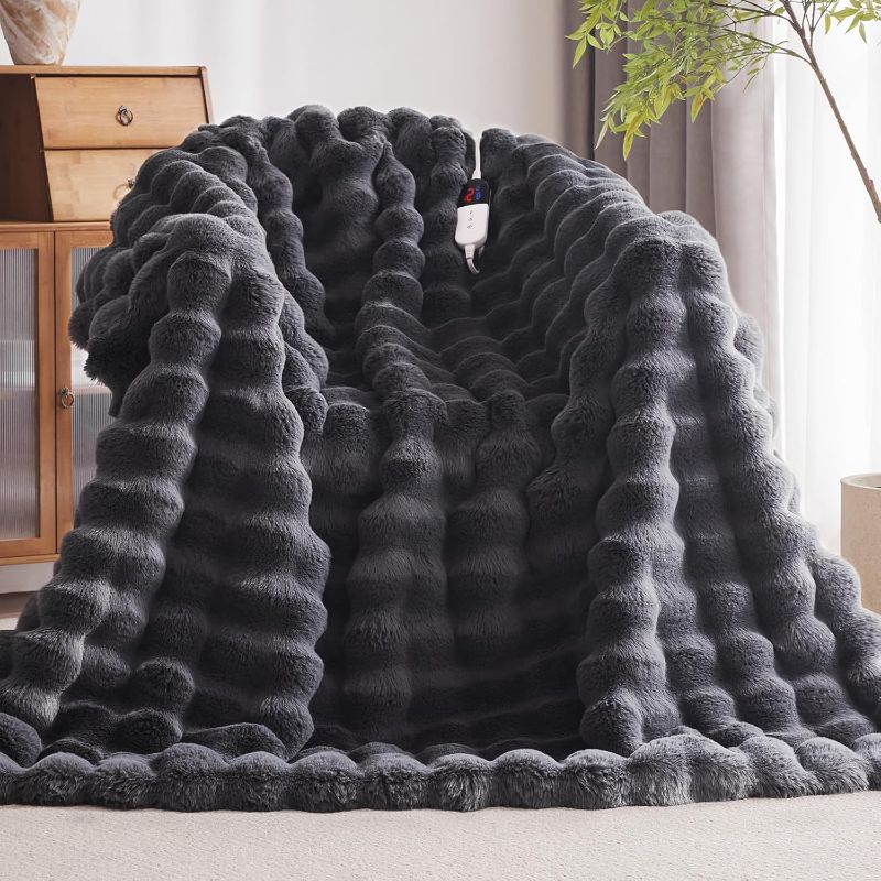 Photo 1 of ANYSAY BUBBLE HEATED BLANKET DARK GREY 50X60