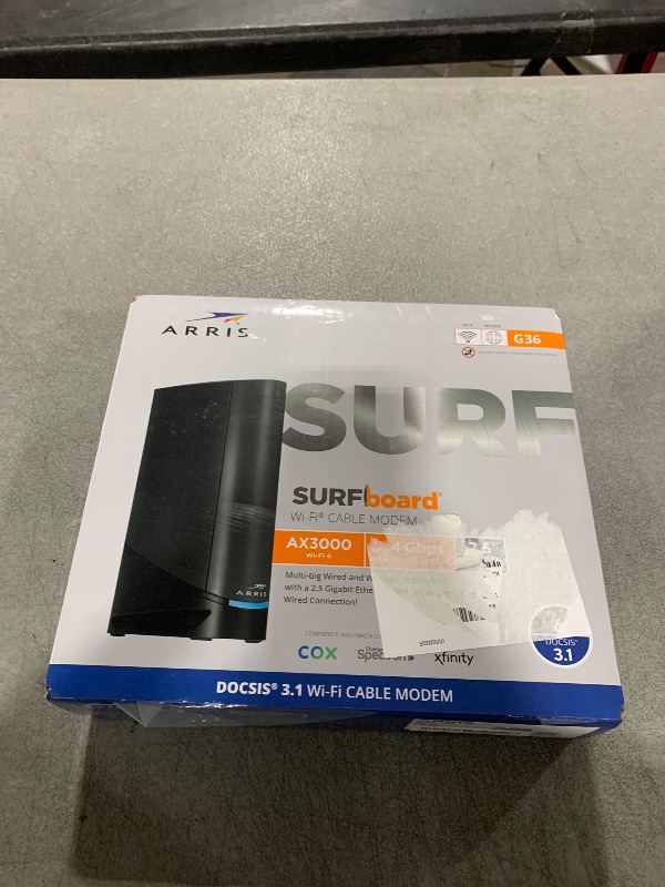 Photo 2 of ARRIS (G36) - Cable Modem Router Combo - Fast DOCSIS 3.1 Multi-Gigabit WiFi 6 (AX3000), Approved for Comcast Xfinity, Cox, Spectrum & More, 1.2 Gbps Max Speeds, 4 OFDM Channels