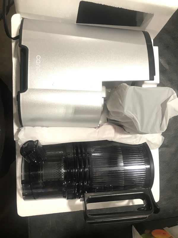 View 2 of Cold Press Juicer, 5.4" Wide Feed Chute Juice Extractor Machine with 400W, High Juice Yield, Slow Masticating Juicer for Whole Vegetables & Fruits, Light Gray