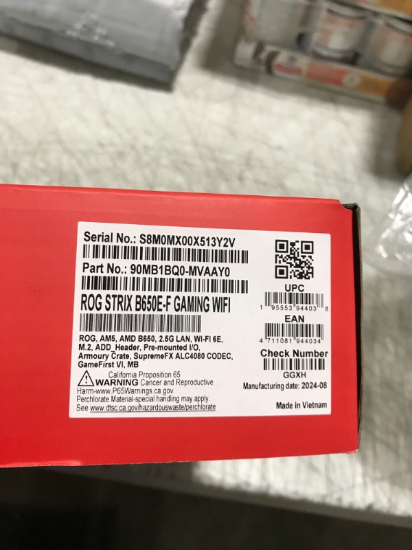 Photo 3 of ASUS ROG Strix B650E-F Gaming WiFi AMD B650 AM5 Ryzen™ Desktop 9000 8000 & 7000 ATX Motherboard, 12+2 Power Stages, DDR5, 3X M.2 Slot, PCIe® 5.0, WiFi 6E, 2.5G LAN, USB 3.2 Gen 2x2 Type-C®, Aura Sync