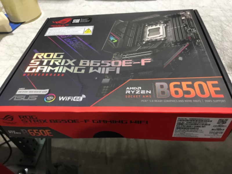 Photo 2 of ASUS ROG Strix B650E-F Gaming WiFi AMD B650 AM5 Ryzen™ Desktop 9000 8000 & 7000 ATX Motherboard, 12+2 Power Stages, DDR5, 3X M.2 Slot, PCIe® 5.0, WiFi 6E, 2.5G LAN, USB 3.2 Gen 2x2 Type-C®, Aura Sync