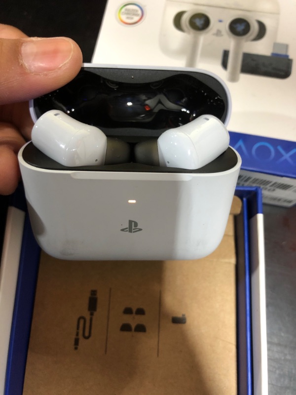 Photo 1 of Razer Hammerhead HyperSpeed Wireless Multi-Platform Gaming Earbuds for PlayStation 5 / PS5, PC, Mobile: ANC - Noise Cancelling Mic - Bluetooth 5.2 - RGB Chroma - 30 Hr Battery - does not come with charger. 