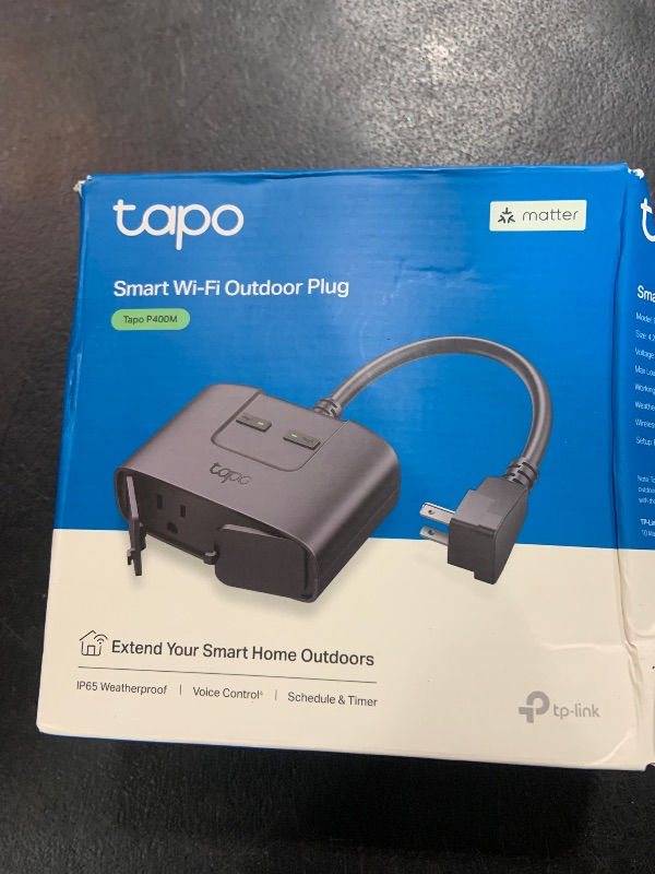 Photo 1 of TP-Link Tapo Matter Outdoor Smart Plug, 2 Individual outlets, IP65 Weather Resistance, Works with Apple Home, Alexa, Google Home, Long Wi-Fi Range, 2.4G Wi-Fi Only, ETL Certified(Tapo P400M)