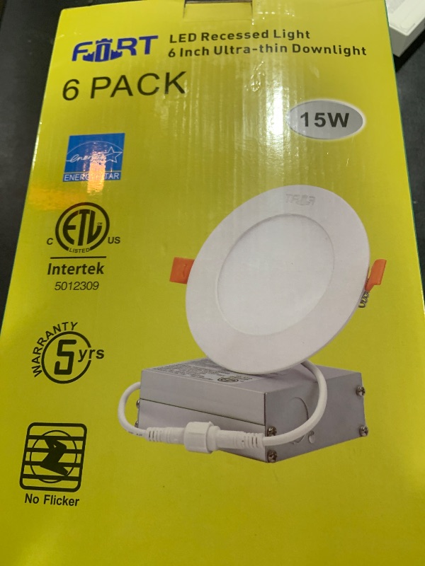 Photo 1 of FORT 6 Inch LED Recessed Ceiling Light with Junction Box 6 Pack, 5000K Daylight, 10W Eqv 80W, 780LM Dimmable, IC Rated, ETL Certified