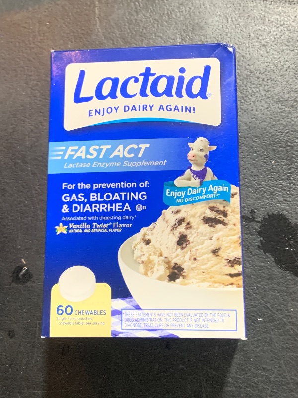 Photo 2 of LACTAID Fast Act Chewables Vanilla Twist 60 ea (Pack of 12)