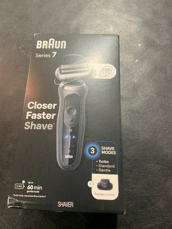 Photo 1 of Braun Electric Shaver for Men, Series 7 7120s, Wet & Dry Shave, Turbo & Gentle Shaving Modes, Waterproof Foil Shaver, with Precision Trimmer, Space Grey