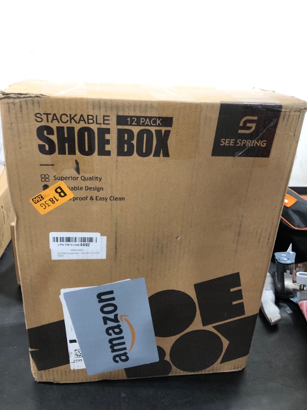 Photo 1 of SEE SPRING X-Large Shoe Storage Box Fit Size 11, Clear Plastic Stackable Shoe Organizer for Closet, Space Saving Sneaker Shoe Rack Containers Bins Holders for Entryway, Under Bed, 12 Pack Clear