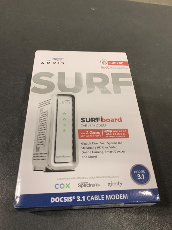 Photo 2 of ARRIS (SB8200) - Cable Modem - Fast DOCSIS 3.1 32x8 Gigabit Cable Modem , Approved for Comcast Xfinity, Cox, Charter Spectrum, & more | 1 Gbps Max Internet Speed, 4 OFDM Channels