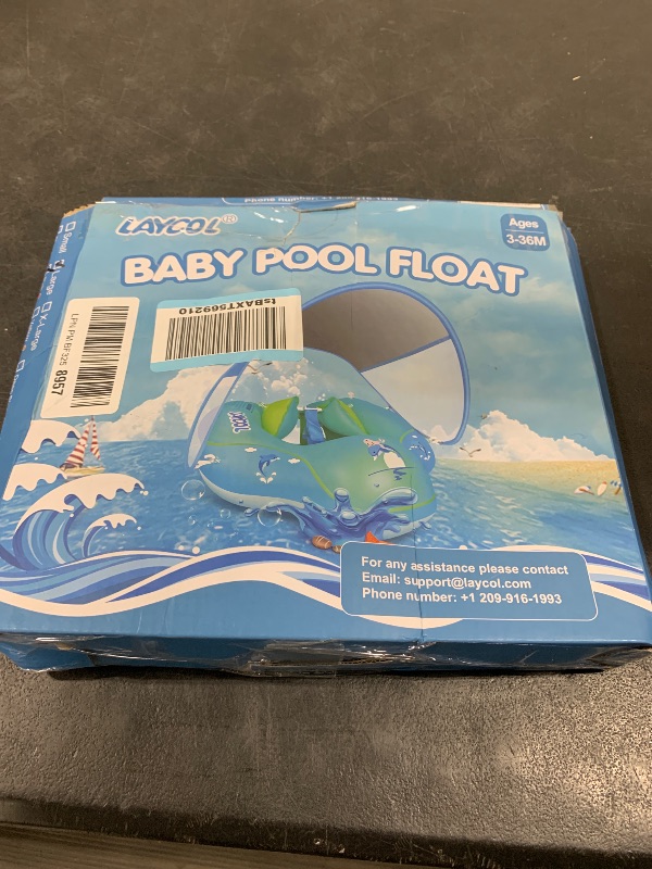 Photo 1 of LAYCOL Baby Swimming Float Inflatable Baby Pool Float Ring with Sun Protection Canopy,add Tail no flip Over for Age of 3-36 Months