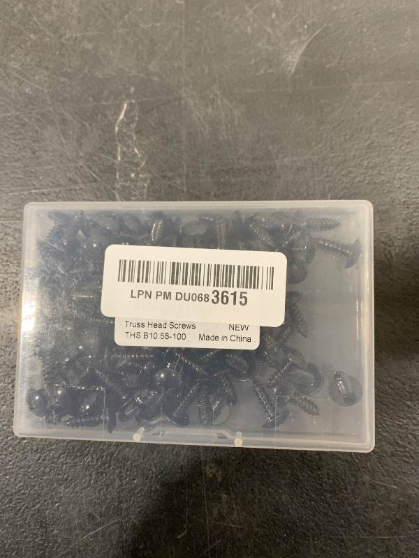 Photo 1 of #10 x 5/8" Truss Head Self Tapping Wood Screws Sheet Metal Screws, Black Finish, 304 Stainless Steel 18-8, 100 PCS