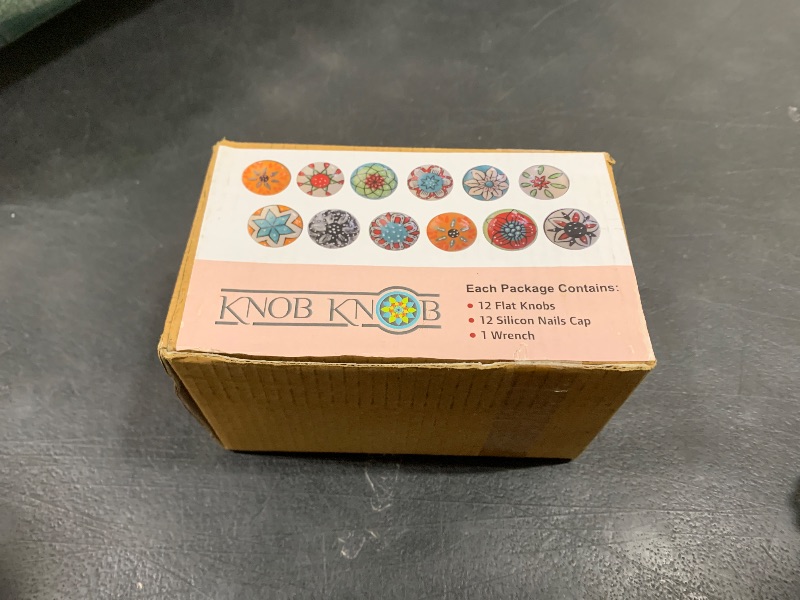 Photo 2 of KnobKnob Set of 12 Colorful Multi Design Handmade Ceramic Knobs | Ceramic Cabinet Knobs | Drawer Pulls Ideal for Home, Kitchen or Office | Drawer Knobs Come with 1 Wrench, Screw Cap & Extra Bolts